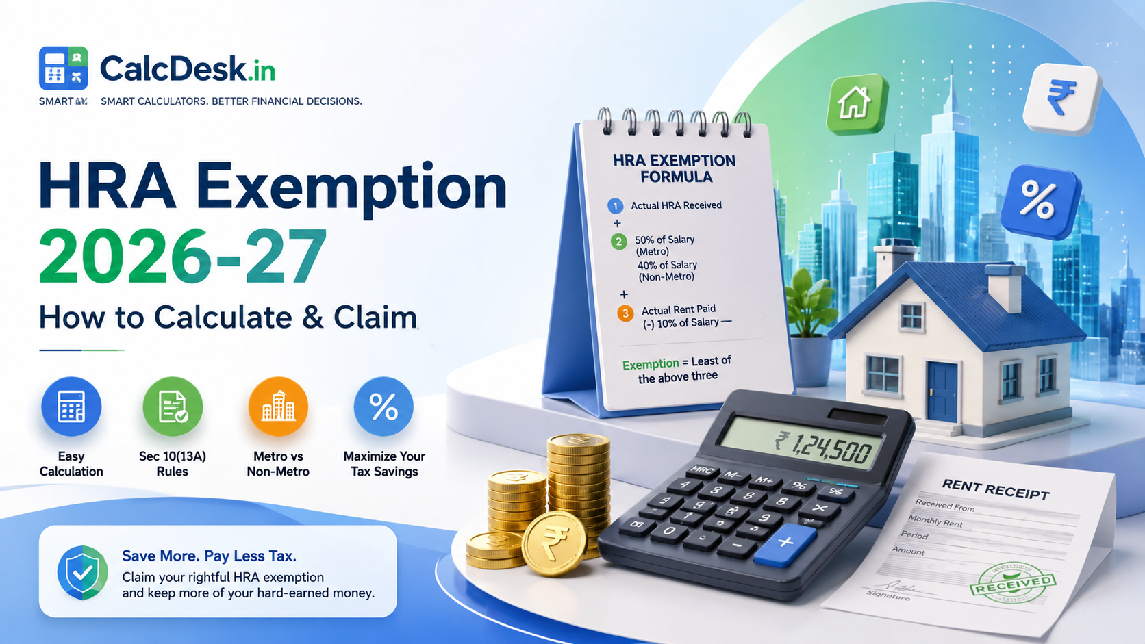 HRA Exemption 2026-27 — How to Calculate & Claim| CalcDesk.in
