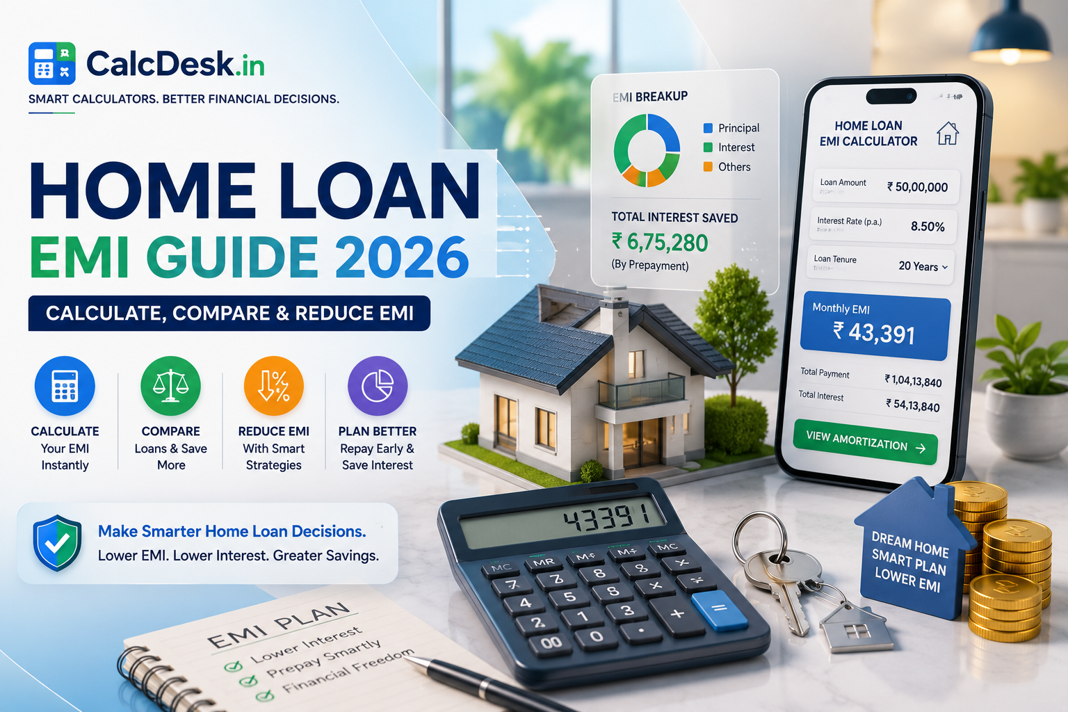 Home Loan EMI Guide 2026 — Calculate, Compare & Reduce EMI | CalcDesk.in