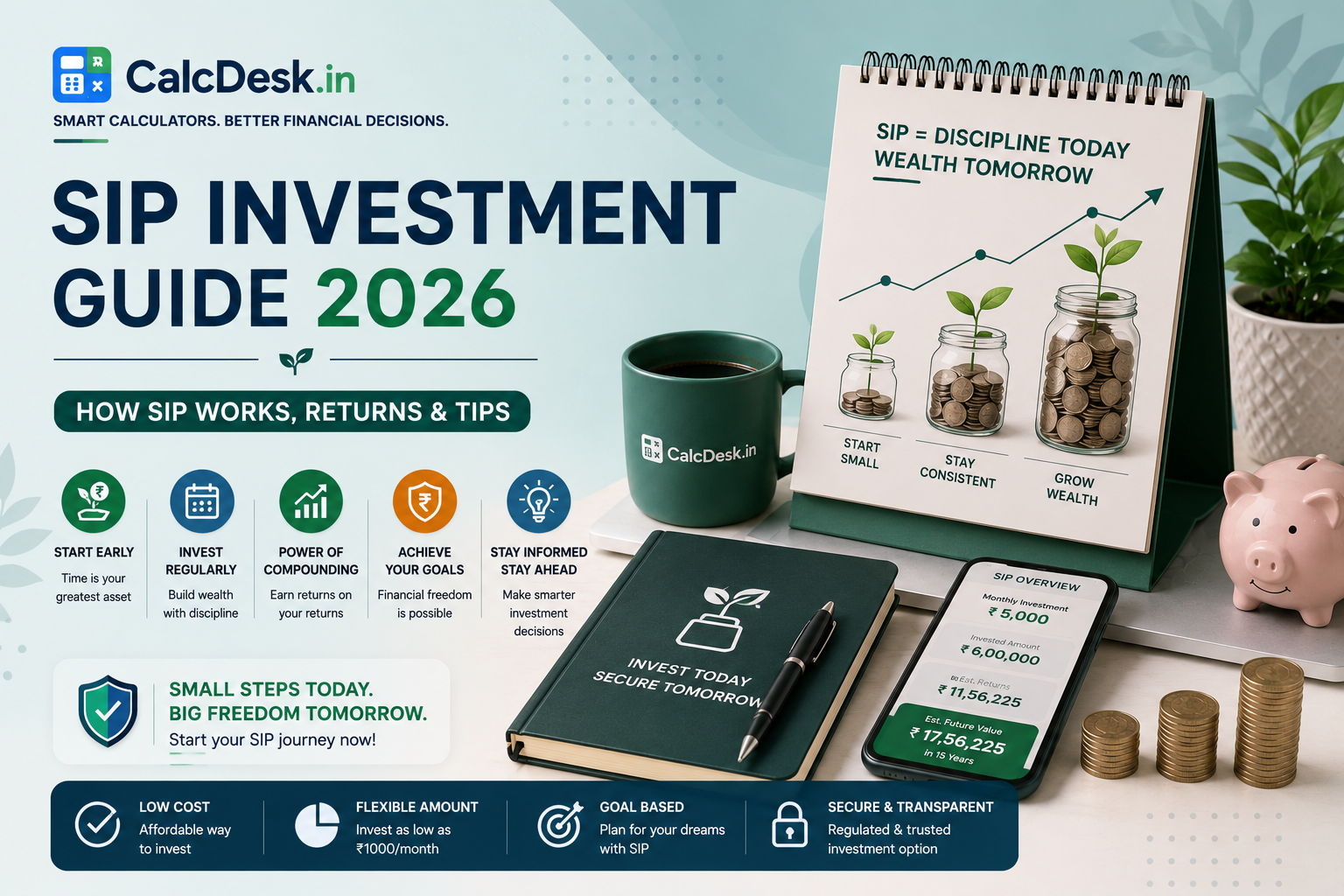 SIP Investment Guide 2026 — How SIP Works, Returns & Tips | CalcDesk.in