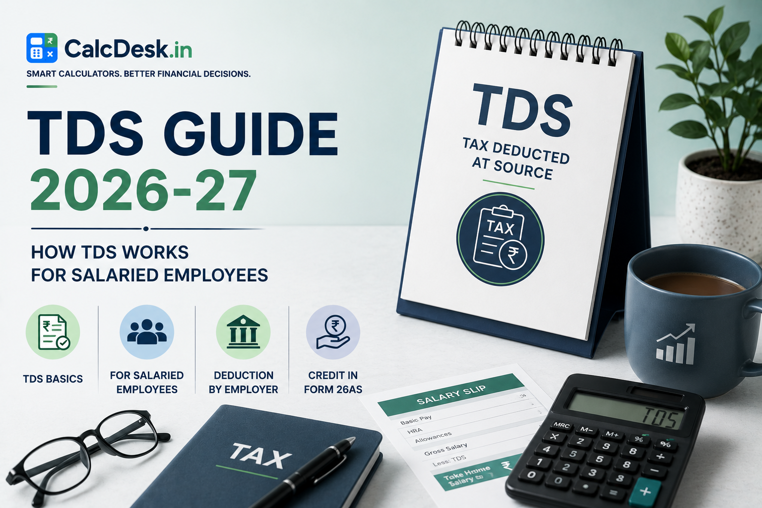 TDS Guide 2026-27 — How TDS Works for Salaried Employees | CalcDesk.in