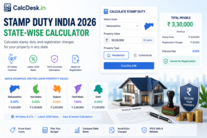 Stamp Duty India 2026 — State-wise Calculator Guide | CalcDesk