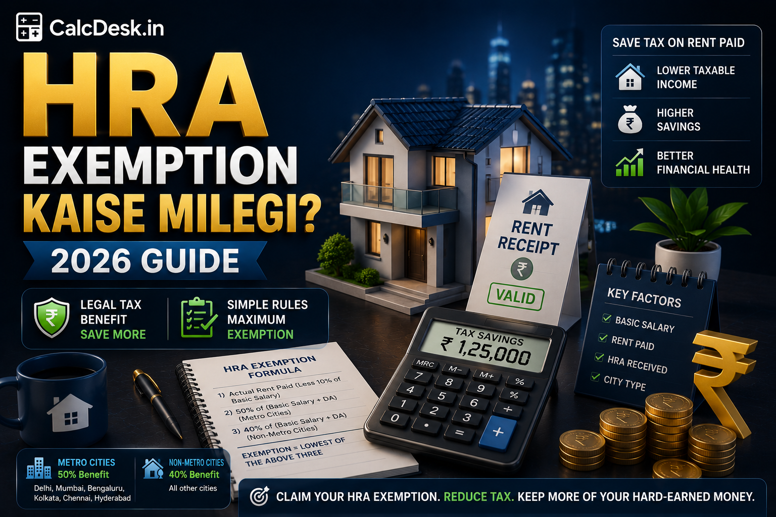 HRA Exemption Kaise Milegi? 2026 Guide | CalcDesk