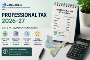 Professional Tax 2026-27 — State Rates, Deduction & Rules | CalcDesk.in