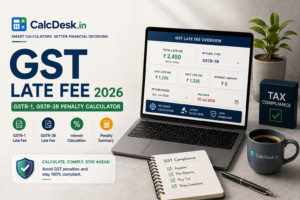 GST Late Fee 2026 — GSTR-1, GSTR-3B Penalty Calculator | CalcDesk.in