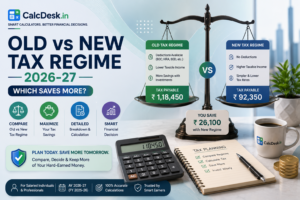 Old vs New Tax Regime 2026-27 — Which Saves More? | CalcDesk.in