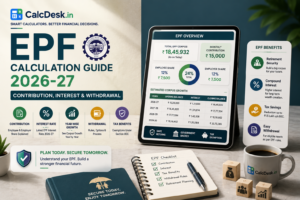 EPF Calculation Guide 2026-27 — Contribution, Interest & Withdrawal | CalcDesk.in