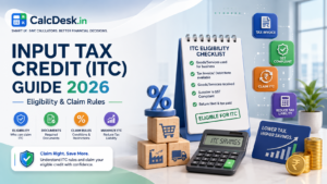 Input Tax Credit (ITC) Guide 2026 — Eligibility & Claim Rules | CalcDesk.in