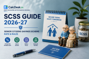 SCSS Guide 2026-27 — Senior Citizens Savings Scheme Rate & Rules | CalcDesk.in